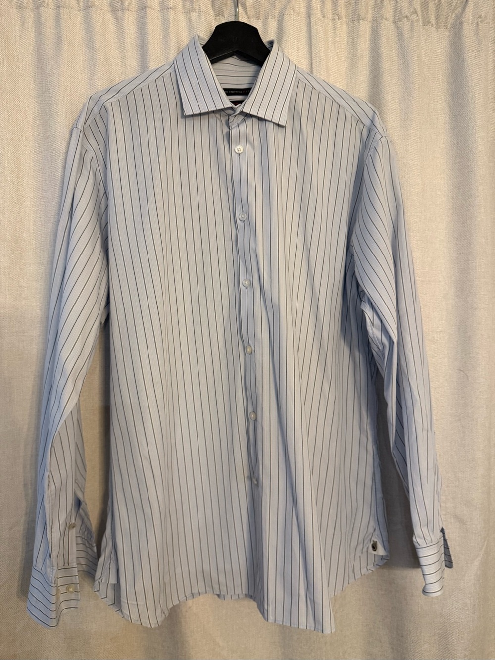 John Varvatos USA Slim Fit Dress Shirt Blue Stripe Men’s 17 34/35 Button Front